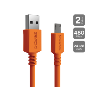 CABO PARA CAIXA JBL CARREGAMENTO MICRO USB PARA USB A 2.0 - LARANJA - 2M - PMUAM-2L