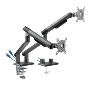 SUPORTE ARTICULADO C/ MOLA PARA 2 MONITORES- 17-32" C/ 2X USB 3.0 - CINZA - SM-015GD
