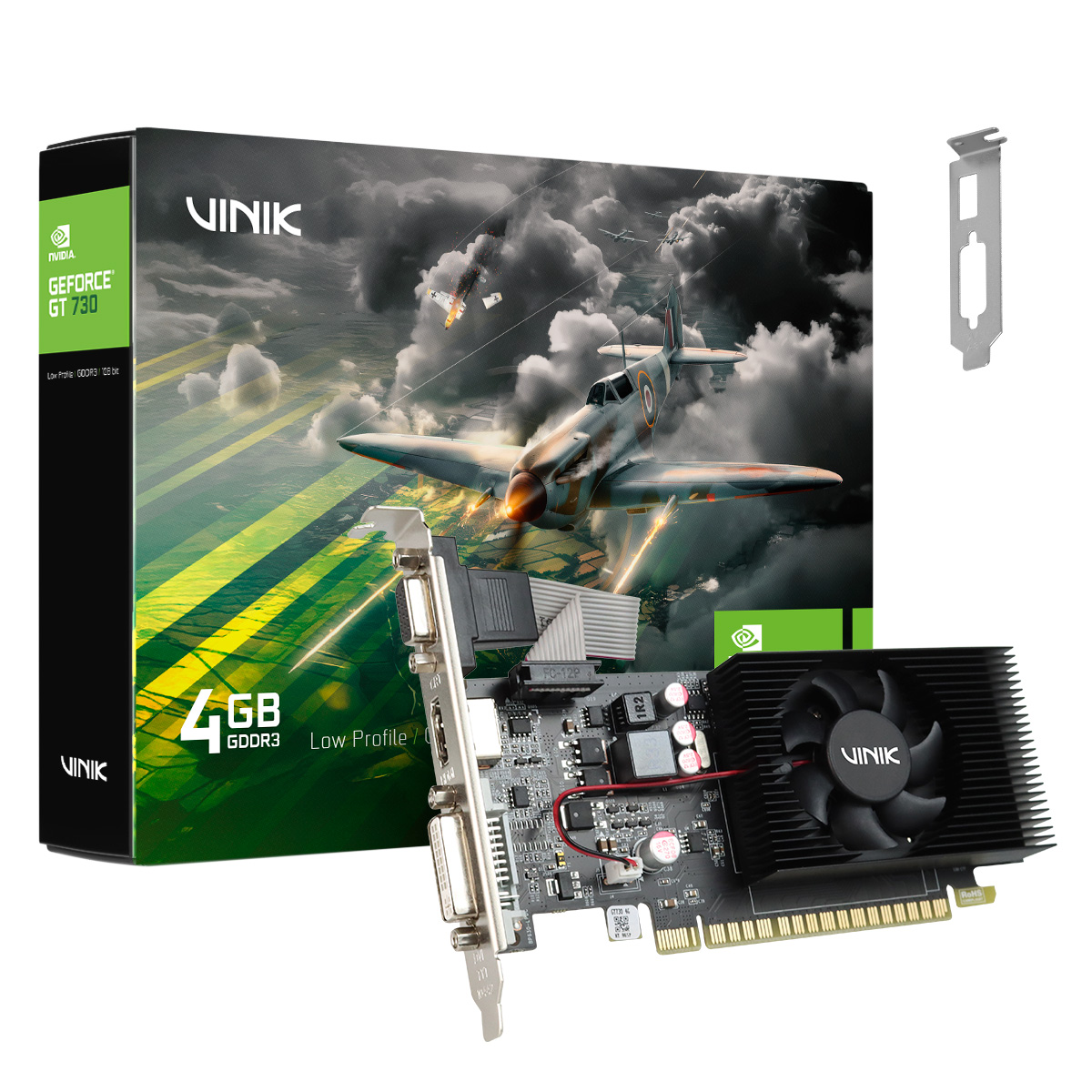 GPU NVIDIA GEFORCE GT 730 4GB DDR3 128 BITS VINIK LOW PROFILE GPUK7304GBLP0H2