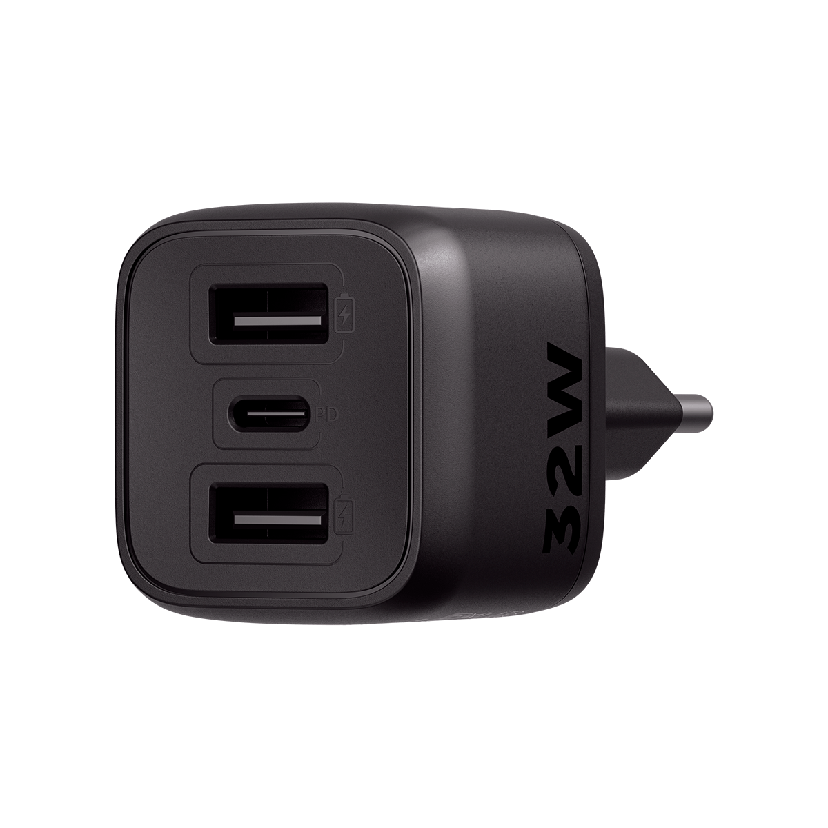 CARREGADOR ULTRARRAPIDO 32W C/ 3 PORTAS USB (2 USB-A + 1 USB-C) GAN EC12 4820192