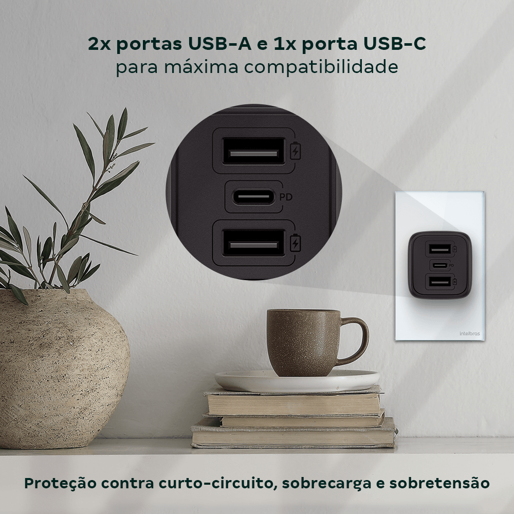 CARREGADOR ULTRARRAPIDO 32W C/ 3 PORTAS USB (2 USB-A + 1 USB-C) GAN EC12 4820192 - Imagem 4