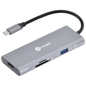HUB USB TIPO-C 7 EM 1 C/ 3X USB 3.0 + LEITOR DE CARTÃO SD/TF + HDMI + TIPO C - HC-7