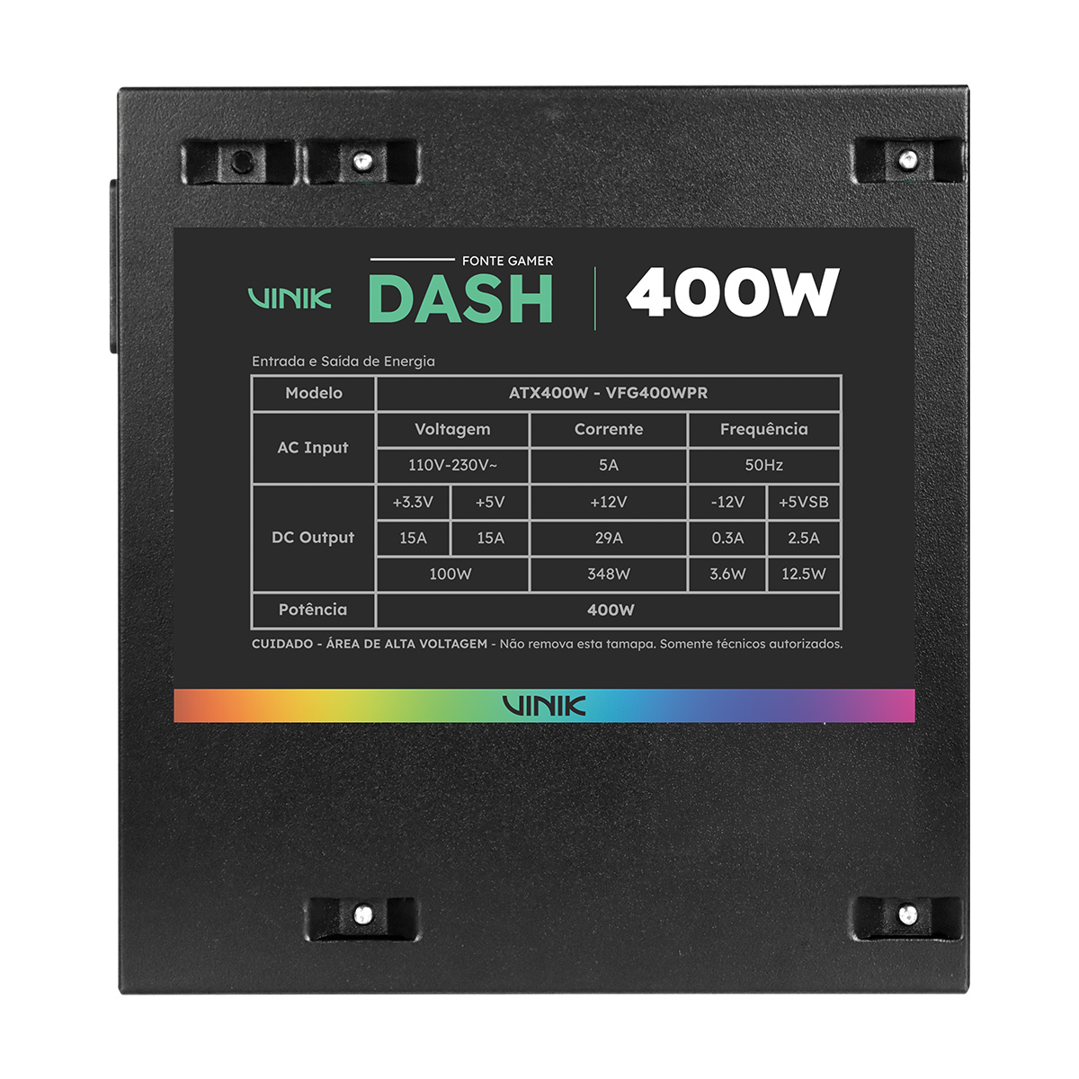 FONTE GAMER DASH 400W PRETO COM FAN LED RGB - VFG400WPR - Imagem 26