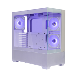 GABINETE COOLER MASTER ELITE 690 WOOD ATX VIDRO PANORAMICO 3 FANS ARGB BRANCO | E690-WHNN-S00