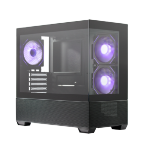 GABINETE COOLER MASTER ELITE 490 MICRO-ATX VIDRO PANORAMICO 3 FANS ARGB PRETO | E490-KHNN-S00
