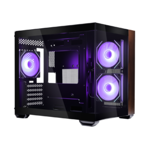 GABINETE COOLER MASTER ELITE 481 WOOD MICRO-ATX VIDRO PANORAMICO 3 FANS ARGB PRETO | E481-KHNN-S00