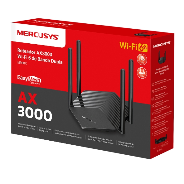ROTEADOR WI-FI 6 GIGABIT DUAL BAND EASYMESH AX3000 MR80X (BR) - Imagem 2