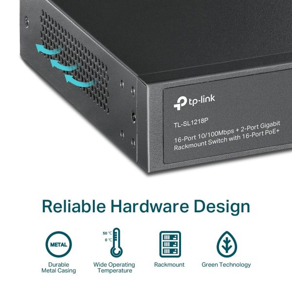 SWITCH 16 PORTAS TL-SL1218P GIGA POE+ - Imagem 8