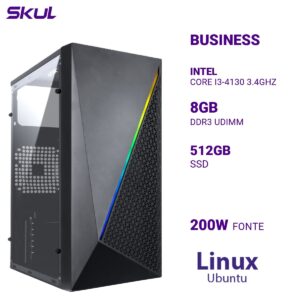 COMPUTADOR B300 CORE I3-4130 3.4GHZ MEMÓRIA 8GB DDR3 SSD 512GB FONTE 200W LINUX UBUNTU