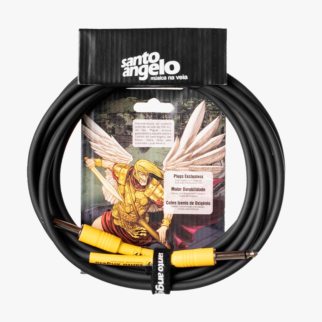 CABO DE GUITARRA SAMURAI 0,30MMM CONECTOR P10/P10 20FT 6,10 METROS PRETO - Imagem 5