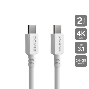 CABO PARA CELULAR CARREGAMENTO USB TIPO-C 3.1 P/ USB TIPO-C 3.1 - BRANCO - 2 METROS - PUCP2B