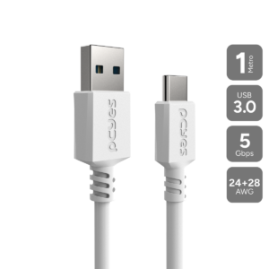 CABO PARA CELULAR CARREGAMENTO USB A 3.0 MACHO P/ USB TIPO-C - BRANCO - 1 METRO - PUCAP3-1B