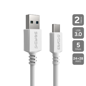 CABO PARA CELULAR CARREGAMENTO USB A 3.0 MACHO P/ USB TIPO-C - BRANCO - 2 METROS - PUCAP3-2B