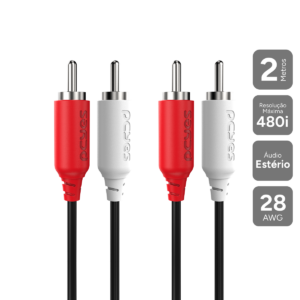 CABO DE AUDIO 2 RCA M PARA 2 RCA M - 2 MTS - P2R-2
