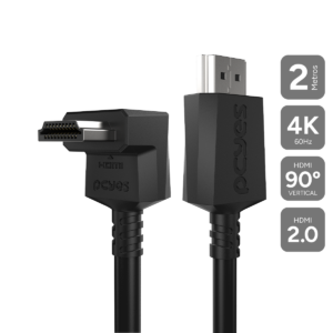 CABO HDMI 2.0 PCYES CONECTOR 90º VERTICAL - PRETO - 2 METROS - PH20-2V-B