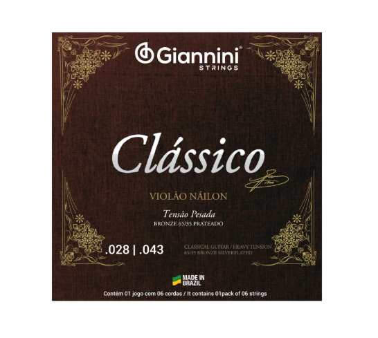 ENCORDOAMENTO PARA VIOLÃO NYLON 65/35 TENSÃO PESADA BRONZE PRATEADO GENWPA