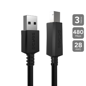 CABO P/ IMPRESSORA USB A 2.0 P/ USB B 2.0 - 3 METROS - PUABM2-3