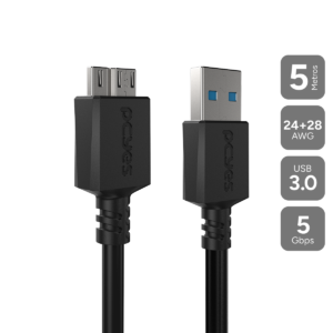 CABO P/ HD EXTERNO USB A 3.0 MACHO P/ MICRO USB B 3.0 - 5 METROS - PUAMCM3-5