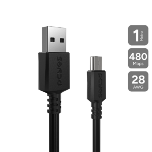 CABO PARA CELULAR CAMERA GPS CARREGAMENTO USB A 2.0 PARA MINI USB B 2.0 - PRETO - 1 METRO - PUANM2-1