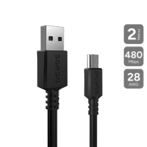 CABO PARA CELULAR CAMERA GPS CARREGAMENTO USB A 2.0 PARA MINI USB B 2.0 - PRETO - 2 METROS - PUANM2-2