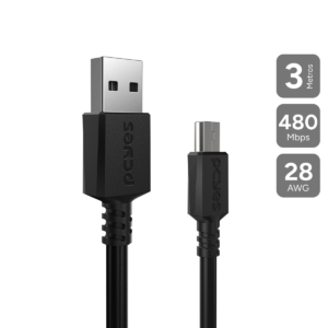 CABO PARA CELULAR CAMERA GPS CARREGAMENTO USB A 2.0 PARA MINI USB B 2.0 - PRETO - 3 METROS - PUANM2-3