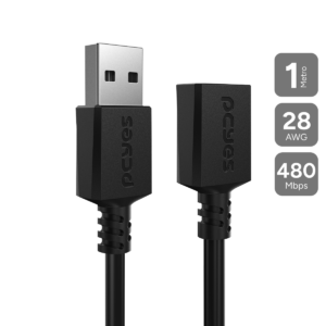 CABO EXTENSOR USB A 2.0 MACHO P/ USB A 2.0 FEMEA - 1 METRO - PUAMF2-1