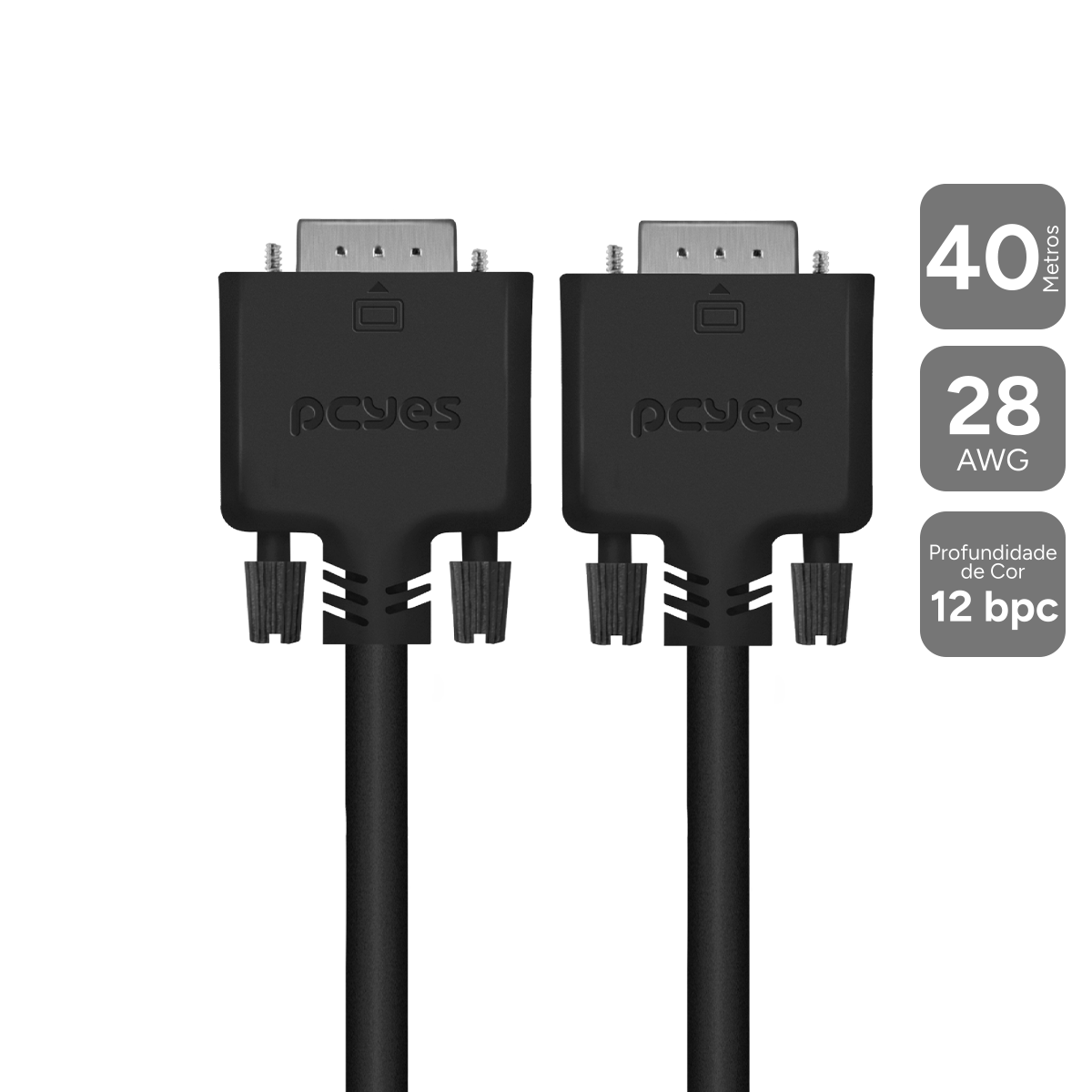 CABO DE VÍDEO VGA 3+6 15 PINOS MACHO PARA VGA 3+6 15 PINOS MACHO 28AWG PURO COBRE 40 METROS - PVM36-40