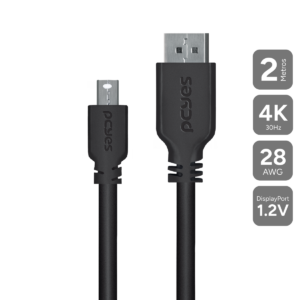CABO MINI DISPLAYPORT MACHO PARA DISPLAYPORT MACHO V.1.2 28AWG PURO COBRE 2 METROS - PMDDPM-2