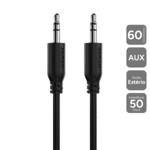CABO AUXILIAR DE AUDIO P2 3.5MM M PARA P2 3.5MM M - 60 CM - P35M-06