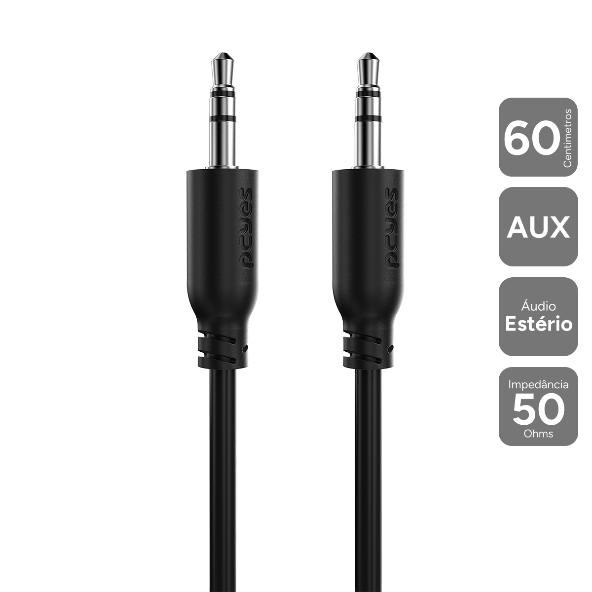 CABO AUXILIAR DE AUDIO P2 3.5MM M PARA P2 3.5MM M - 60 CM - P35M-06