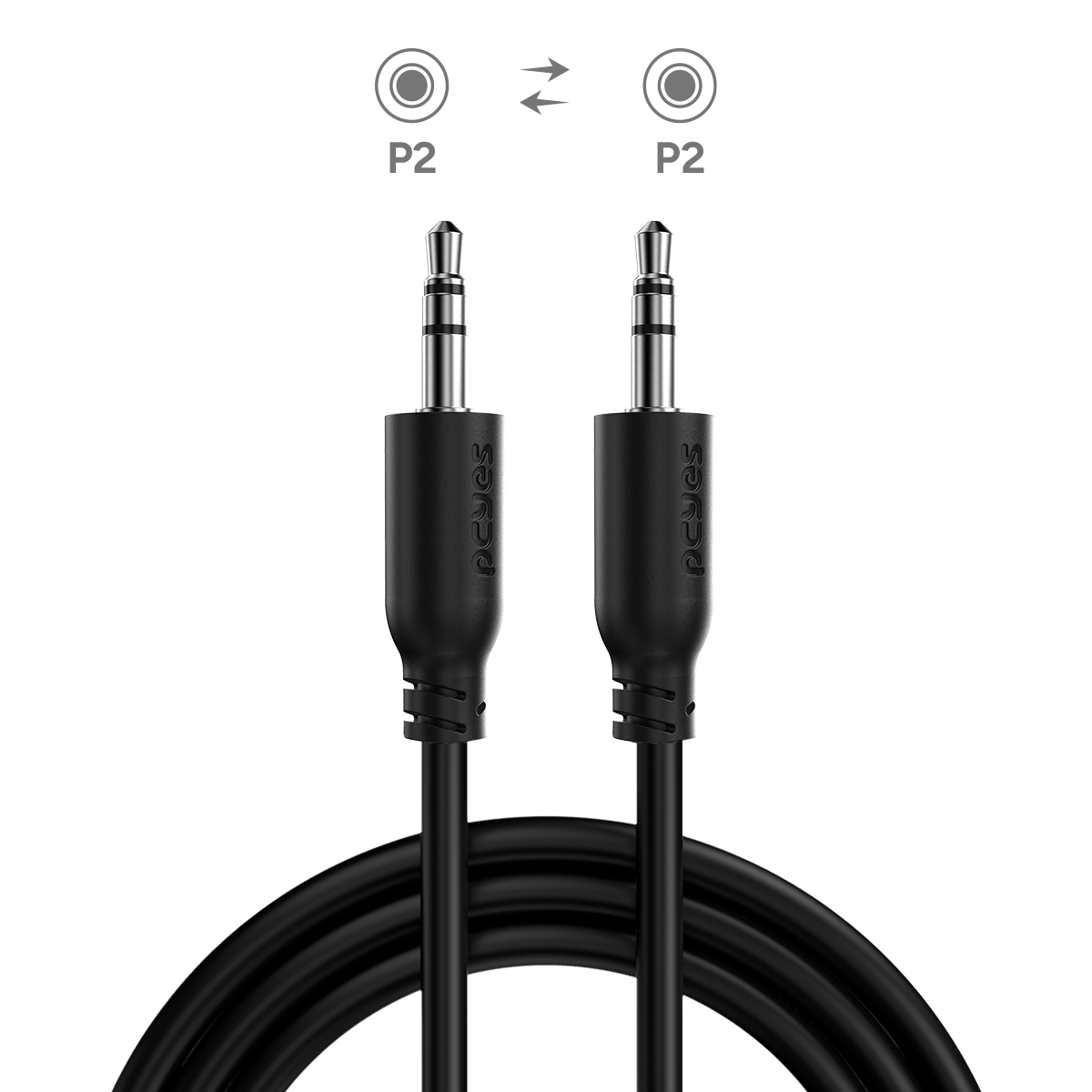 CABO AUXILIAR DE AUDIO P2 3.5MM M PARA P2 3.5MM M - 60 CM - P35M-06 - Imagem 2