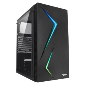 GABINETE GAMER VINIK TWIN EDGE PRETO LATERAL ACRILICO FRONTAL COM RGB - GGTEACBK