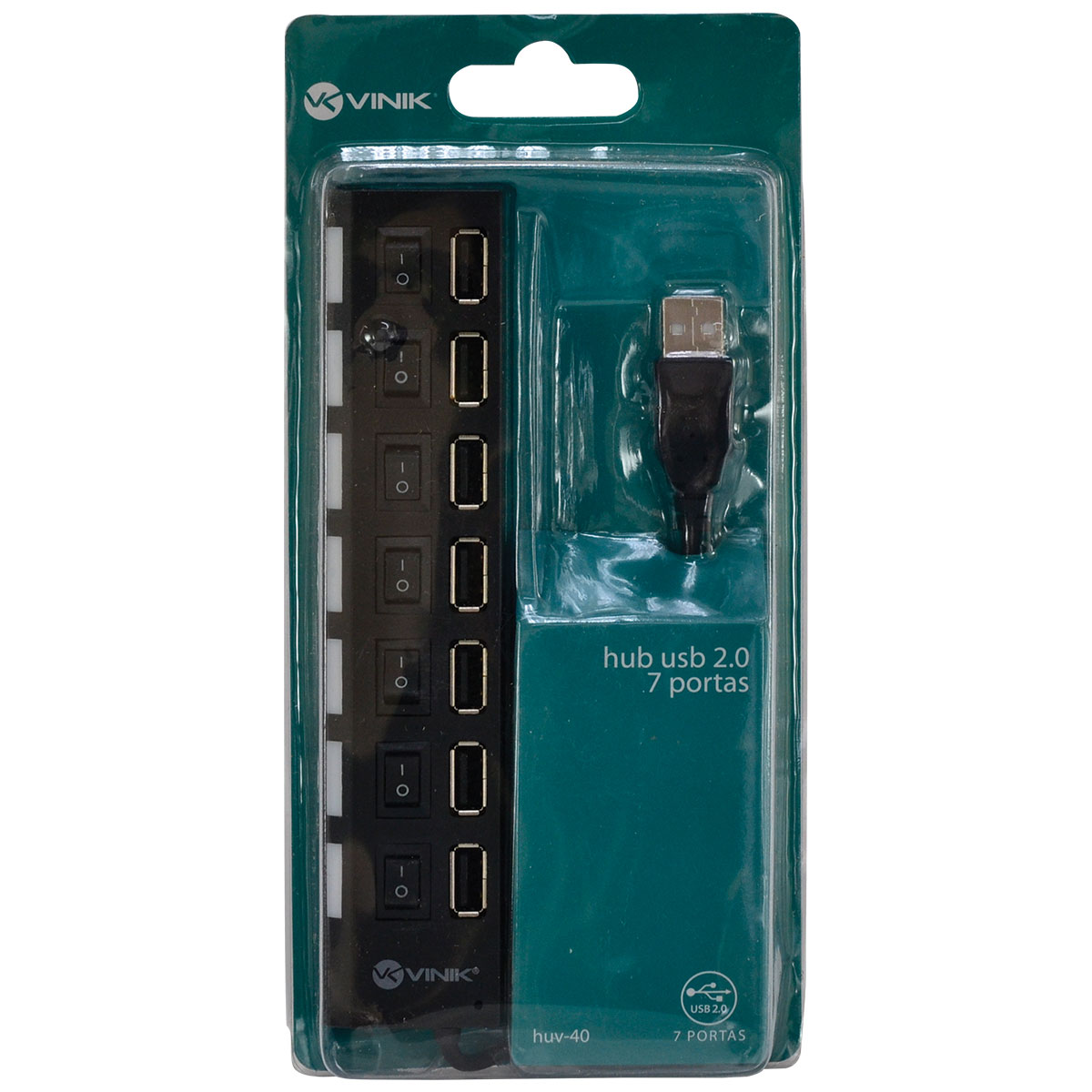 HUB USB 2.0 7 PORTAS COM CABO E LED INDICADOR - HUV-40 - Imagem 6