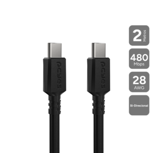 CABO PARA CELULAR CARREGAMENTO USB TIPO-C P/ USB TIPO-C 2.0 - PRETO - 2 METRO - PUCP-02
