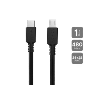 CABO PARA CELULAR CAIXA DE SOM CARREGAMENTO USB TIPO-C PARA MICRO USB B 2.0 - PRETO - 1 METRO - PUCMP-1