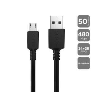 CABO PARA CELULAR CAMERA CAIXA DE SOM CARREGAMENTO MICRO USB PARA USB A 2.0 - PRETO - 50CM - PMUAP-05