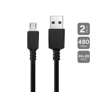 CABO PARA CELULAR CAMERA CAIXA DE SOM CARREGAMENTO MICRO USB PARA USB A 2.0 - PRETO - 2 METROS - PMUAP-2