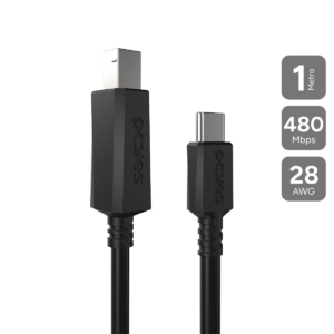 CABO PARA IMPRESSORA DADOS USB TIPO-C PARA USB B 2.0 - PRETO - 1 METRO - PUCBP-1