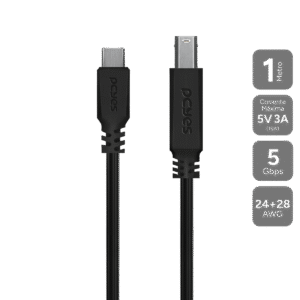 CABO PARA IMPRESSORA DADOS USB TIPO-C PARA USB B 3.0 - PRETO - 1 METRO - P3UCBP-1