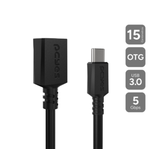 CABO ADAPTADOR OTG SMARTPHONE CELULAR TIPO-C PARA USB A 3.0 - PRETO - 15 CM - P3AMUP-15