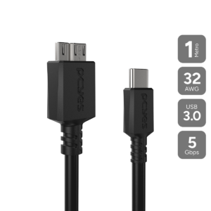 CABO P/ HD EXTERNO USB C MACHO P/ MICRO USB B 3.0 - 1 METRO - P3UCMBP-1