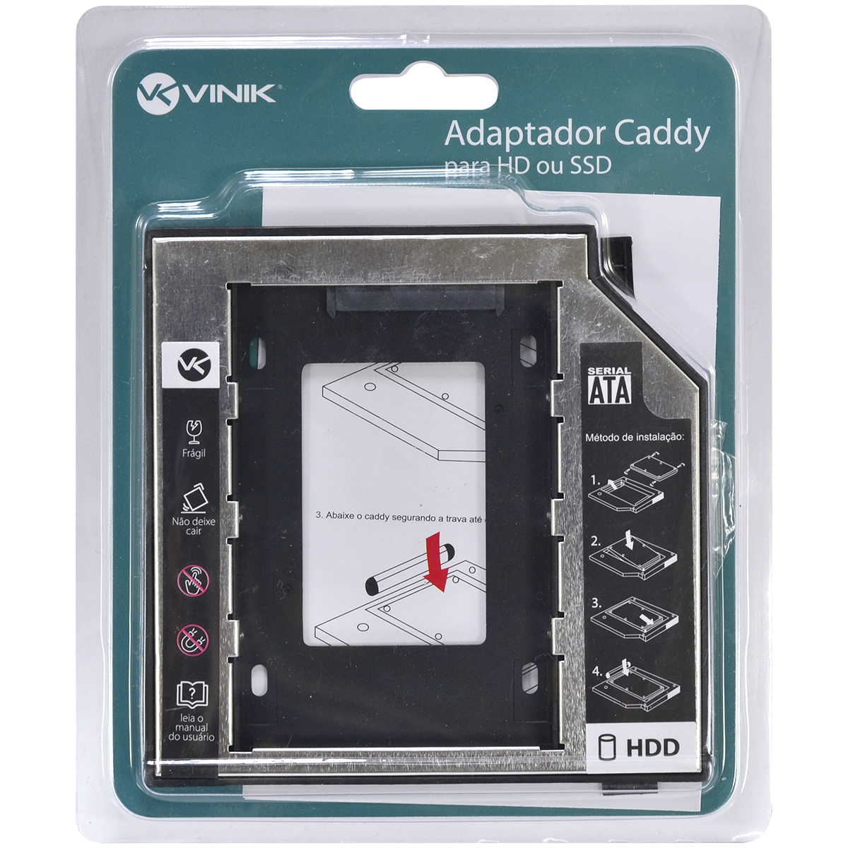 ADAPTADOR CADDY PARA HD OU SSD GAVETA DVD NOTEBOOK SATA 12.7MM AC-127 - Imagem 2