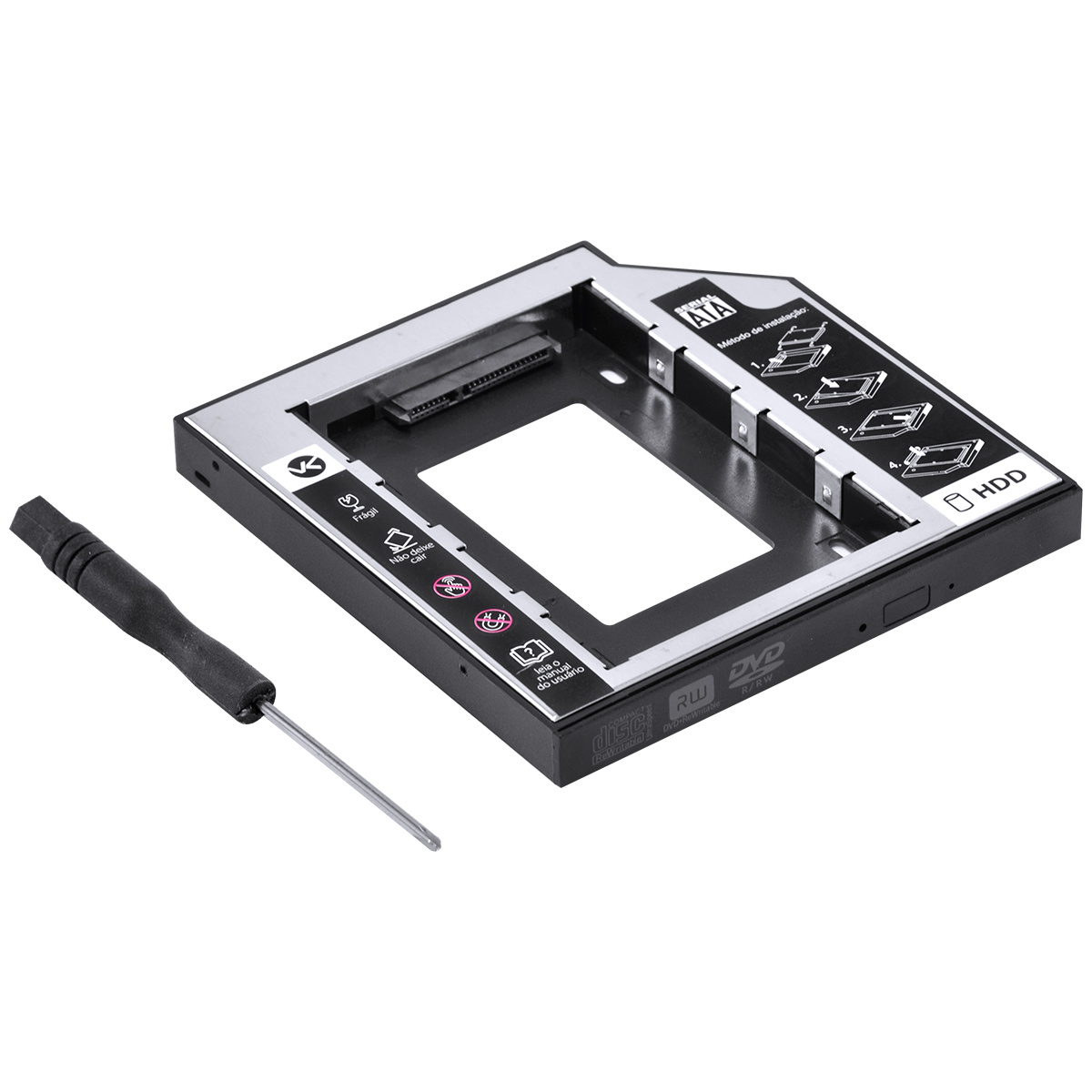ADAPTADOR CADDY PARA HD OU SSD GAVETA DVD NOTEBOOK SATA 12.7MM AC-127 - Imagem 4