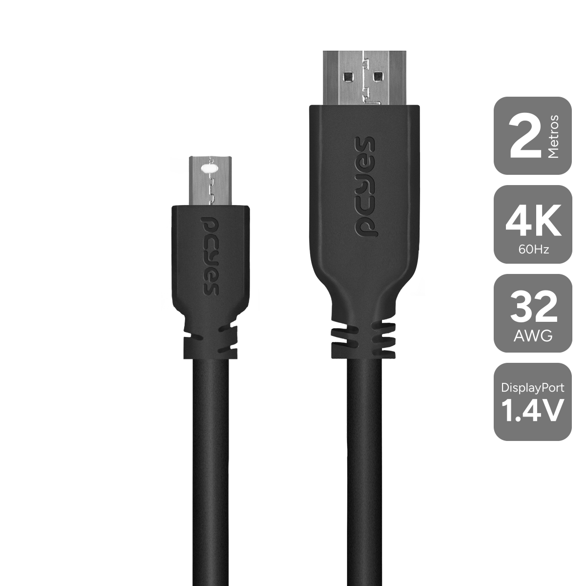 CABO MINI DISPLAYPORT MACHO PARA HDMI 2.0 MACHO 2 METROS - PMDPH4K-2