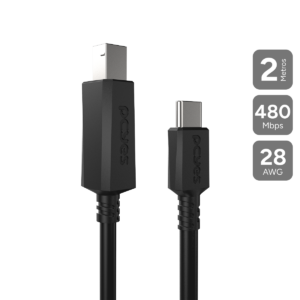 CABO PARA IMPRESSORA USB TIPO-C PARA USB B 2.0 - PRETO - 2 MTS - PUCBP-2