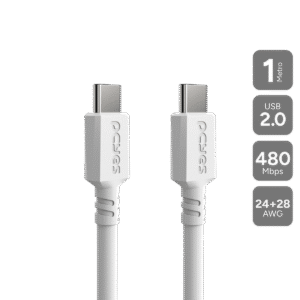 CABO PARA CELULAR CARREGAMENTO USB TIPO-C PARA USB TIPO-C 2.0 - BRANCO - 1 METRO - PUCB-01