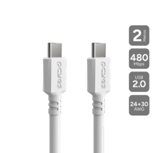 CABO PARA CELULAR CARREGAMENTO USB TIPO-C PARA USB TIPO-C 2.0 - BRANCO - 2 MTS - PUCB-02